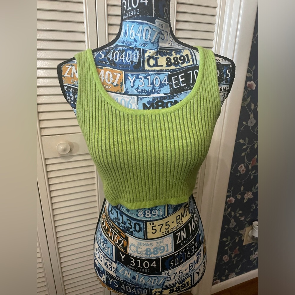 Wild Fable Green Cropped Ribbed Tank